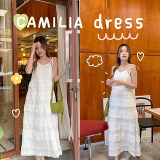 chuuchop_พร้อมส่ง(C7713) 🌷🌠 CAMILIA dress เดรสยาวสายเดี่ยวสีขาวผ้าลูกไม้