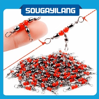 Sougayilang 20pcs ตกปลาหมุน Rolling Swivels บาร์เรลทองเหลือง 3-way Fishing Swivel Tangle อุปกรณ์ตกปลา