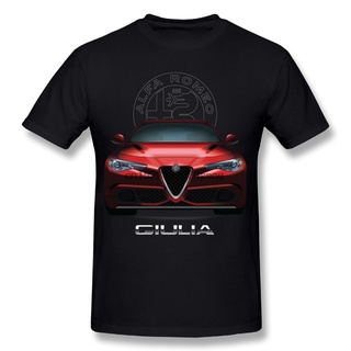 [COD]【Sportwear】เสื้อยืดคอกลม ผ้าฝ้าย 100% พิมพ์ลาย Alfa Romeo Giulia Quadrifoglio สําหรับผู้ชายS-5XL