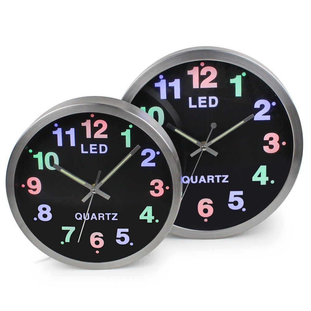 Telecorsa นาฬิกาติดผนัง Quartz LED CLOCK เรืองแสงได้ รุ่น LED-Light-Clock-quartz-small-801/803-02C-Song