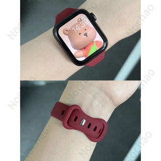 สายนาฬิกาข้อมือซิลิโคน แต่งหัวเข็มขัดผีเสื้อ สีแดง สําหรับ iwatch8 iwatch7 iwatchS7 41 45 40 44