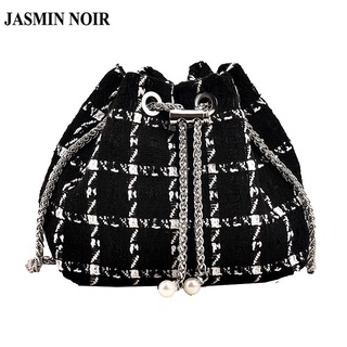 Jasmin NOIR กระเป๋าสะพายข้าง ผ้าขนสัตว์ สายโซ่ สําหรับผู้หญิง