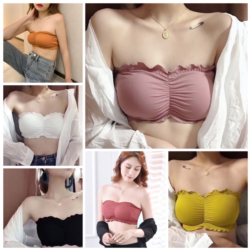 เกาะอก ขอบริ้ว ตะขอหลังเดี่ยว เสริมฟองน้ำ ลายผ้าร่อง ผ้านุ่ม ระบายอากาศ เกรดพรีเมี่ยม คนอ้วน อกใหญ่ใส่ได้ - รูปที่ 2