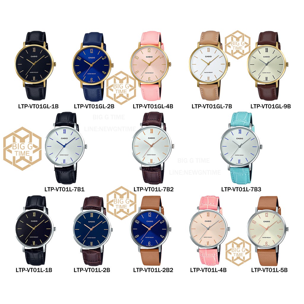 นาฬิกา นาฬิกาคู่ นาฬิกา casio ของแท้100% casio ผู้หญิง นาฬิกา สำหรับผู้หญิง  LTP-VT01G/LTP-VT01D/LTP-VT01GL/LTP-VT01L รั