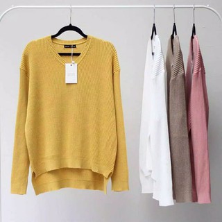 [นําเข้า] - เสื้อกันหนาว ผ้าถัก VNECK BOXY