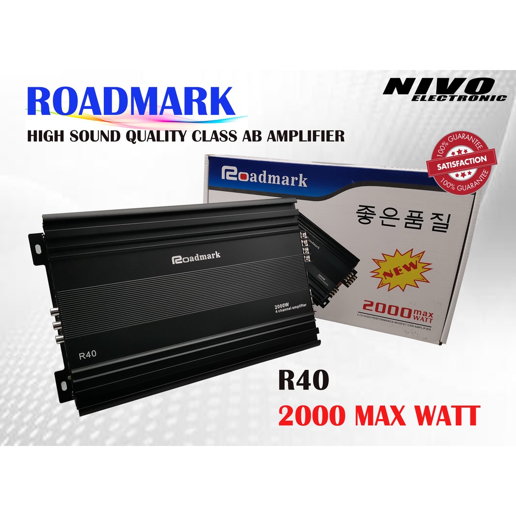 Roadmark R40 4 Channel Class AB Amplifier 2000 Max Watt