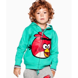 AG82 เสื้อแจ็กเก็ต ซิปหน้า มีฮูด เสื้อกันหนาว Angry Birds (ผ้าไม่หนา) สำหรับเด็กอายุ 12-18 เดือน