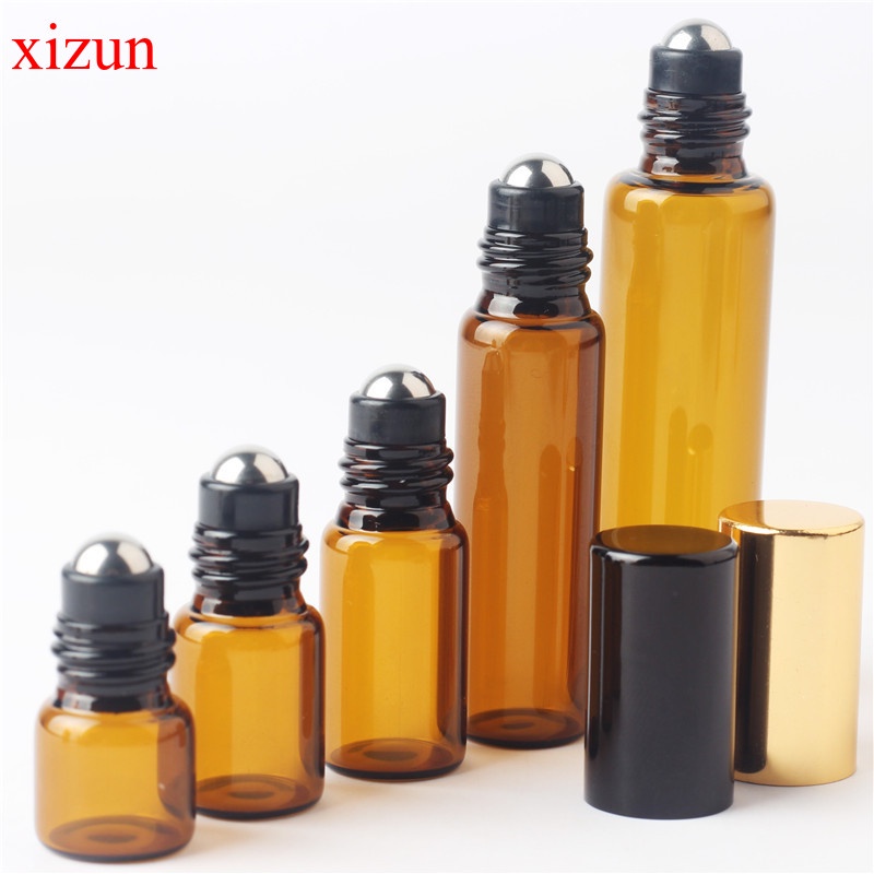 2ML 3ML 5ML 10ML Amber Roll On Roller Bottle For Essential Oils Refillable Perfume Bottle Deodorant 