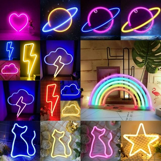 แสงนีออนสายรุ้ง USB หรือแบตเตอรี่พลังงานเรนโบว์นีออนสำหรับตกแต่งผนัง LED Rainbow Neon Sign สำหรับห้องนอน