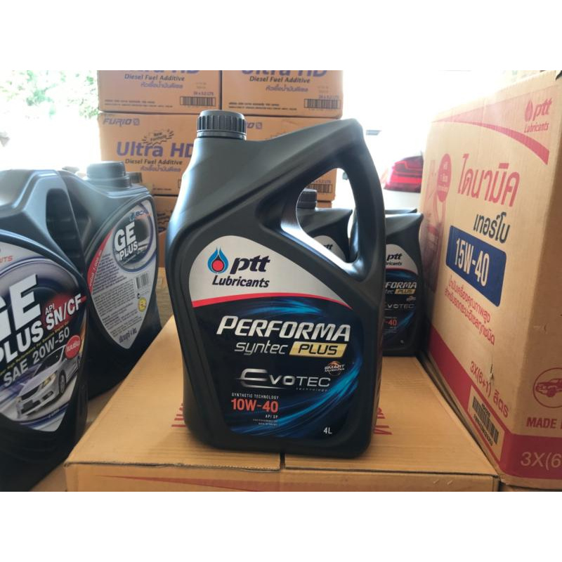 น้ำมันเครื่อง รถยนต์เบนซิน  ptt performa syntec plus sae10w-40 เบนซิน ขนาด 4 ลิตร