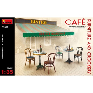 พลาสติก โมเดล ประกอบ MINIART สเกล 1/35 CAFé FURNITURE &amp; CROCKERY (35569)