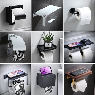 TI Toilet Tissue Holder กล่องแขวนทิชชู่ ที่แขวนทิชชู่ ติดผนัง อลูมิเนียม สีดำ Nordic Style