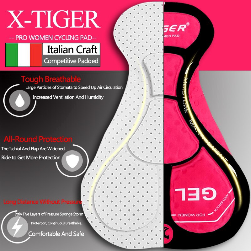X-tiger กางเกงขาสั้นปั่นจักรยานเสือภูเขา แบบ 5D กันกระแทกได้ดี สำหรับผู้หญิง — صورة 7