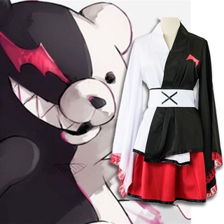 ชุดกิโมโนคอสเพลย์อนิเมะ Danganronpa Monokuma สีดํา และสีขาว สําหรับผู้หญิง