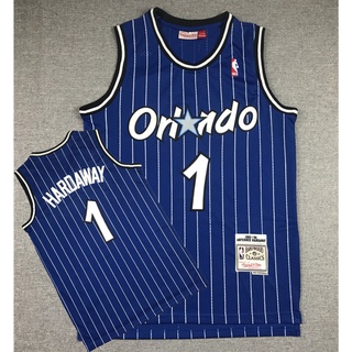 ใหม่ NBA Orlando Magic สําหรับผู้ชาย #เสื้อกีฬาบาสเก็ตบอล ปักลายทาง M&amp;N 1 Anfernee Hardaway สีฟ้า สไตล์เรโทร