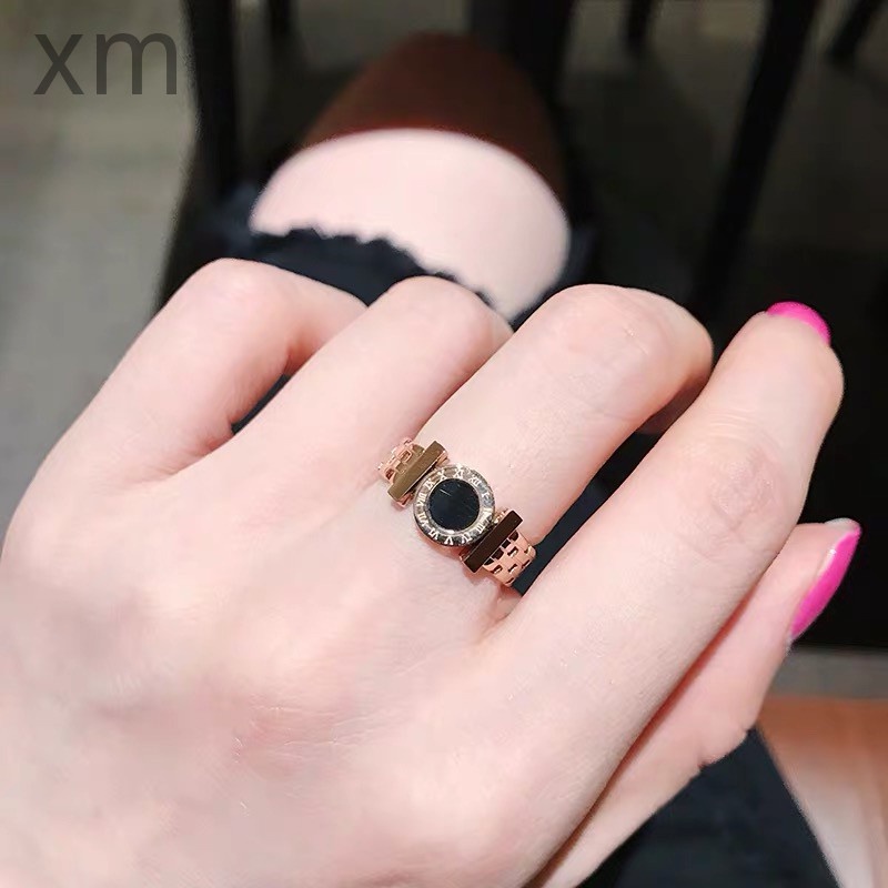 Xm แหวนเหล็กไทเทเนียม สีโรสโกลด์ คุณภาพสูง สไตล์เกาหลี สําหรับผู้หญิง