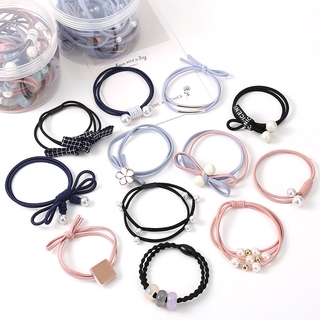 12 ชิ้น หนังยางรัดผมสไตล์เกาหลีและญี่ปุ่น สำหรับผู้หญิง