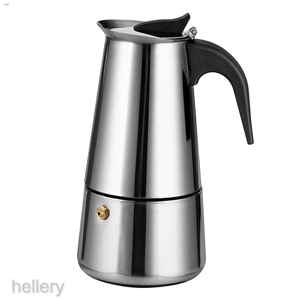 [HELLERY] 2/4/6/9 Cups Stainless Steel Moka Espresso Coffee Maker
