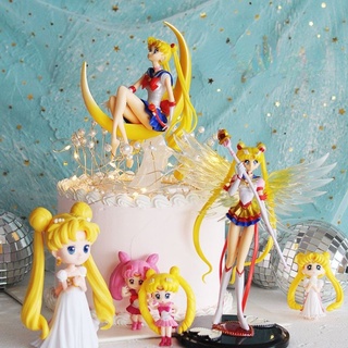 ฟิกเกอร์ Anime Sailor Moon ของเล่นสําหรับเด็ก ฟิกเกอร์เซเลอร์มูนสําหรับตกแต่งเค้ก