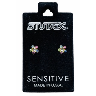 🌸STUDEXearring for sensitive stainless316L DAISY RAINBOW GOLDดอกไม้คริสตัลรุ้งสีทองสำหรับผิวแพ้ง่ายUSAแท้💯%ไม่ลอกไม่ดำ