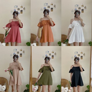 🐻Dudeemink_shop✨COZY DRESS เดรสสายเดี่ยวต่อแขน ทรงสวย ใส่สบาย เดรสสายเดี่ยว ผ้าไหมอิตาลี -BK0702-