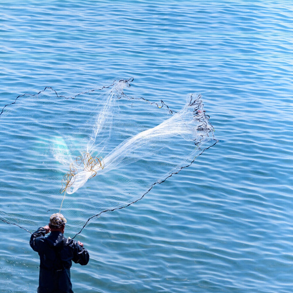 แห แหจับปลา แหฝรั่ง ตาข่าย ตาข่ายดักปลา แหหว่านปลา แหฝรั่งจานบิน แห่ราคาถูก อุปกรณ์จับปลา ใช้งานง่าย แข็งแรง (พร้อมส่ง)