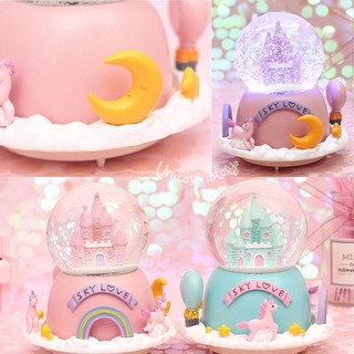 Unicorn Story ลูกแก้วดนตรี ยูนิคอร์น รุ่นSL ลูกแก้วหิมะ หมุนอัตโนมัติ ไฟLED กล่องดนตรี ของขวัญ ของตกแต่ง [2สี พร้อมส่ง]