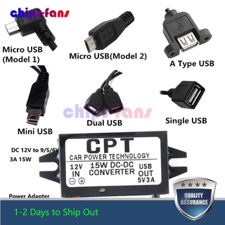 อะแดปเตอร์แปลง Step Down Dc 12v To 9 / 5 / 6 V 3a 15 W Mini / Micro / Double Usb