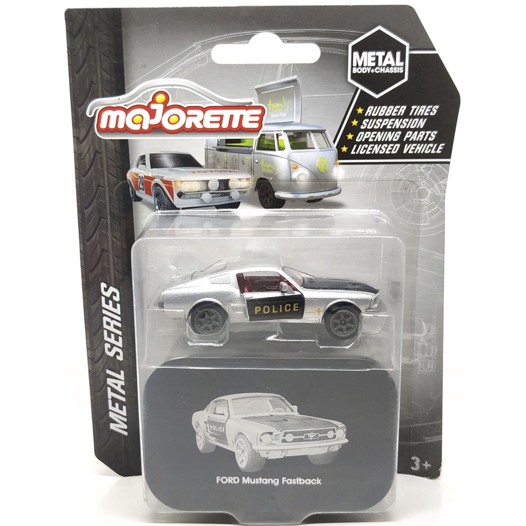 Majorette Ford Mustang Fastback 1967 - Police - Metal Series - Silver Color /scale 1/57 (3 inches) P