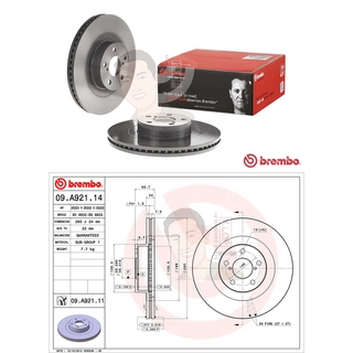 09 A921 11 จานเบรค ล้อ F (ยี่ห้อ BREMBO) รุ่น SUBARU "BRZ GT86, XV Im For Leg Out แทนกันได้กับเบอร์ 09.9077.11