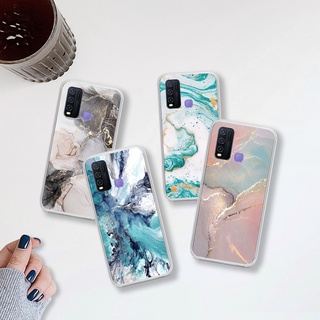 สีสันเรียบง่าย เคส VIVO Y50 Y30 Y30i 1938 1935 เคสโทรศัพท์เคสกันกระแทกซิลิโคนใสนุ่มเต็มกล้องปก 301-1