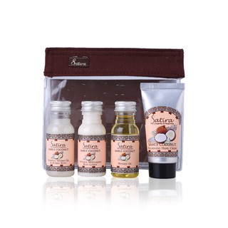 Satira Samui Coconut Mini Set สบู่เหลวสำหรับอาบน้ำและโลชั่น บำรุงผิวสูตรเข้มข้นพิเศษ