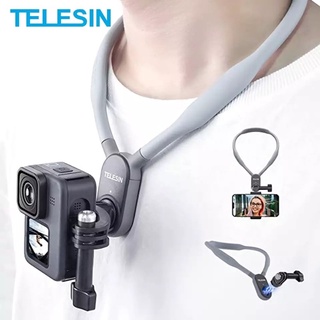 TELESIN Silicon Neck Holder Hanging Mounting Bracket 360 Degree Phone Stand For Gopro 11 10 9 8 7 Action2 Insta360 Phone