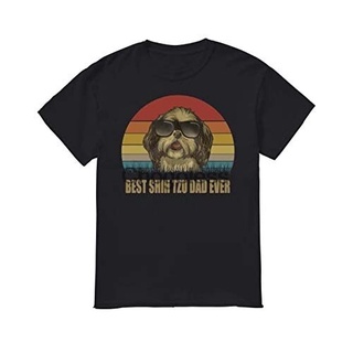 ใหม่ เสื้อยืดลําลอง แขนสั้น พิมพ์ลายสุนัข Shih Tzu Best Shih Tzu Dad Ever สไตล์วินเทจ สําหรับผู้ชาย Ecdmbn27Eijamb62