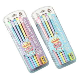 โปรโมชั่น : ดินสอ HB pencil รุ่น macaron color แพ็ก 10 แท่งกบเหลาดินสอ 1ชิ้น สีดำ