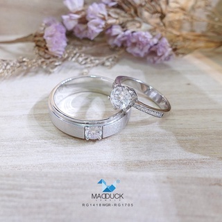 Madduckjewels แหวนเงินแท้ เพชร CZ ชุบโรเดียม RG1418WGR-RG1705