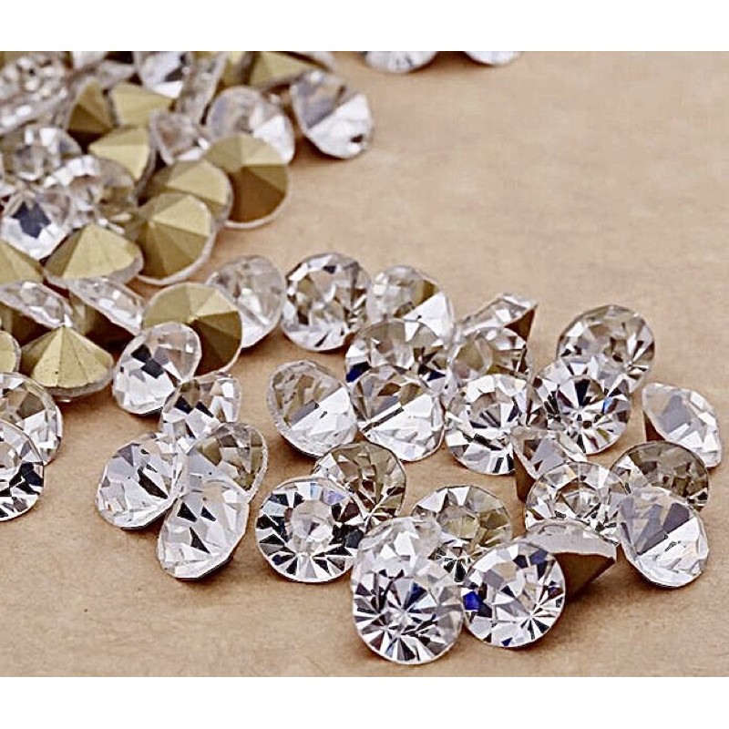 แพค1,440เม็ด/ห่อ WHITE CRYSTAL เกรด OPTIMA คริสตัลสีขาวก้นปรอทพิเศษมากราคาเพียง =150 บาท/ห่อ/size