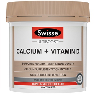 Swisse Ultiboost Calcium + Vitamin D แคลเซียม + วิตามินดีบำรุงกระดูกและฟัน 150 เม็ด นำเข้าจากออสเตรเลีย แท้ 100%