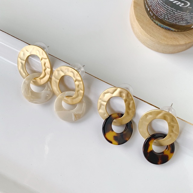 ‼️ตุ้มหูเงินแท้ แพ้ง่ายใส่ได้💯 Guss Gold Earrings (4cm)