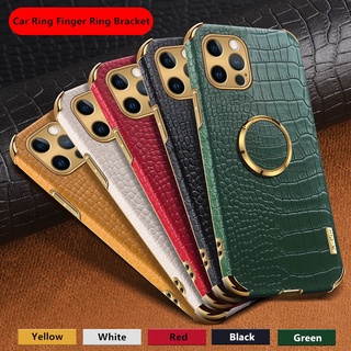 IPhone 13 Pro Max Mini 13promax 12 12pro IP 11 11pro 12promax 11promax 6D Electroplated Crocodile Pattern Soft Phone Case Leather Soft Case Finger Ring Bracket Protective Cover