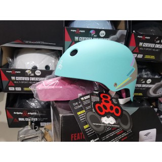 พร้อ​มส่ง​ หมวกนิรภัย​ Triple​ Eight​ 888 ไซส์ XS/S สี Teal Hologram​ ของ​แท้100%