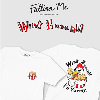 FallinnMe เสื้อยืดแขนสั้น Wink Zaaah!! ขาว ดำ