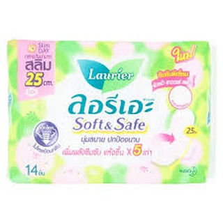 ผ้าอนามัย ลอริเอะ Soft &amp; Safe ขนาด 25 ซม.บรรจุ 14 ชิ้น