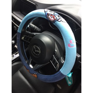 ลิขสิทธิ์แท้ สติช หุ้มพวงมาลัยรถยนต์ ทำจากผ้าสีน้ำเงิน Lilo&amp;Stitch Car Steering Wheel Cover Blue Fabric