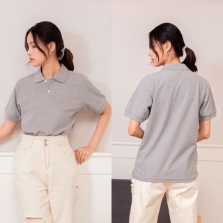 nibbana collar shirt unisex เสื้อคอปก เทาท๊อป