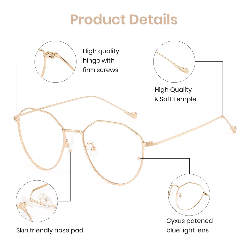 Cyxus Cat Eye แว่นตากันแสงสีฟ้า ป้องกัน UV400 สําหรับผู้หญิง และผู้ชาย -8009