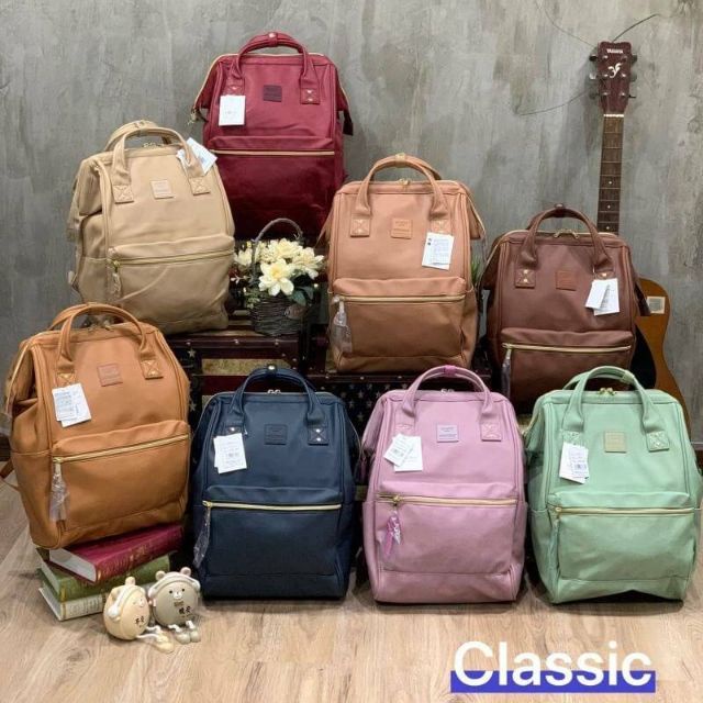 กระเป๋าและเป้สะพายหลัง กระเป๋าแฟชั่นเกาหลี 💥ลด12.12💥กระเป๋า​ Anello PU Leather Classic​ &amp;​ Mini สินค้าของแท้มีป้ายรับป