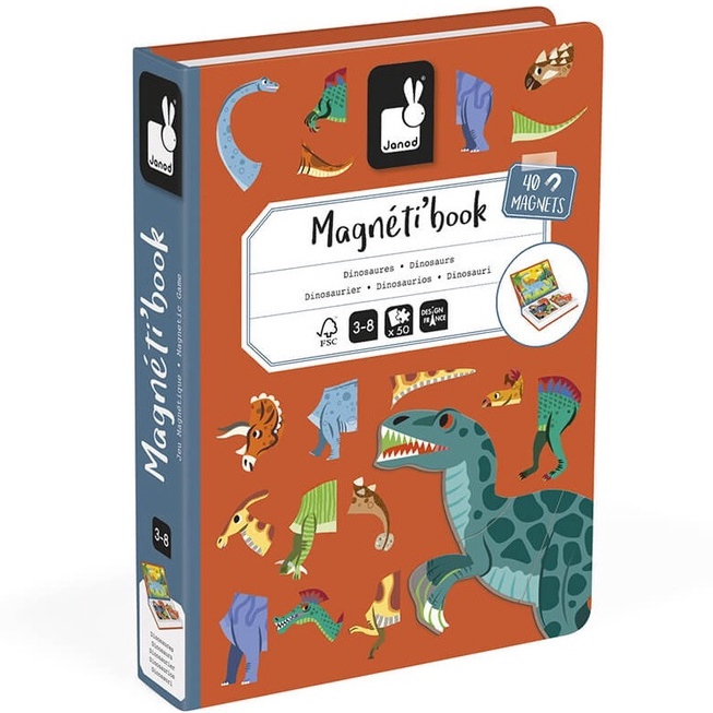 JANOD Magneti'Book, Dinosaurs สมุดแม่เหล็ก Jigsaw Puzzle เรียนรู้เรื่องไดโนเสาร์  (3-8 ขวบ)