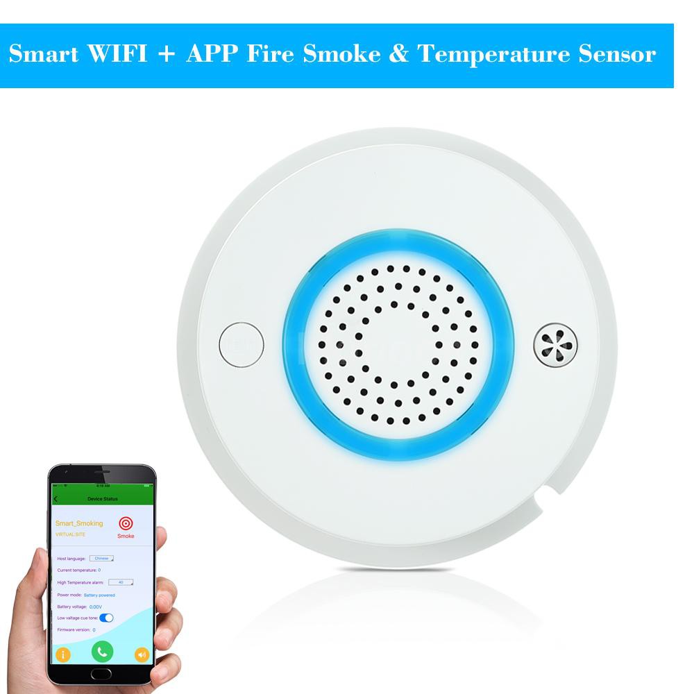 Smart WIFI + APP Fire Smoke & Temperature Sensor Smart 2 in 1 Wireless