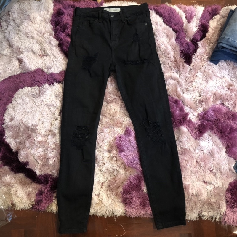 Topshop jeans (black) Jamie Petite เอว 26” ยาว 28”